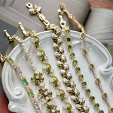 Misty Forest Olive Green Zircon Bracelet – Vintage-Inspired Forest Chic Luxury Jewelry