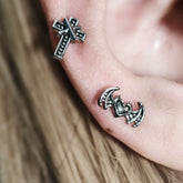 Dark Cross Wing Ear Stud 925 Sterling Silver
