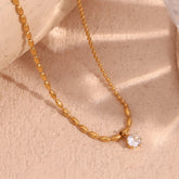 Asymmetrical Pearl & Crystal Pendant Necklace – 18K Gold-Plated Stainless Steel