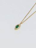 S925 Sterling Silver Mini Marquise Emerald Pendant Necklace