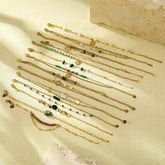 18K Gold Plated Stainless Steel Sunflower Beaded Bracelet – Pearl Heart Charm, Dainty Layered Bracelet for Women