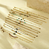 18K Gold Plated Stainless Steel Sunflower Beaded Bracelet – Pearl Heart Charm, Dainty Layered Bracelet for Women