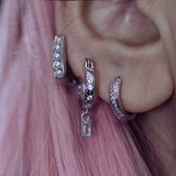 Geometric Pearl Pavé Hoop