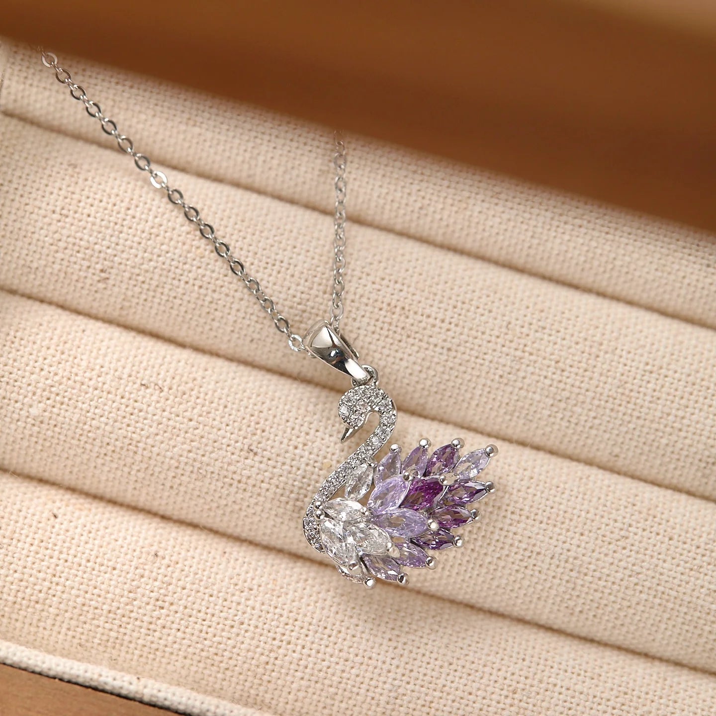 Midsummer Night’s Dream Collection – Vintage Swan Jewelry with Sparkling Purple Zircon (Stud Earrings, Ear Cuff, Necklace, Bracelet) Midsummer Night’s Dream Collection – Vintage Swan Jewelry with Sparkling Purple Zircon (Stud Earrings, Ear Cuff, Necklace, Bracelet)