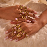 Geometric Pink Cubic Zirconia Ring