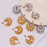 Hollow C-Shape Horn Earrings – 18K Gold-Plated Stainless Steel, Bold & Stylish