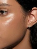 S925 Sterling Silver Sparkling Mini Cross Hoop Earrings