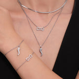 Chili Pepper & Bone Layered Necklace Bracelet – 5A Zircon Stainless Steel, Tarnish-Resistant, Dainty Layering Jewelry