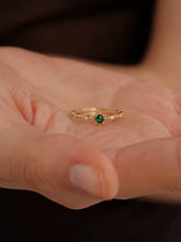 S925 Sterling Silver French Vintage Emerald & Round Diamond Filigree Ring