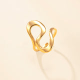 Twisted Open Ring for Women – Stainless Steel Irregular Adjustable Band, Modern Minimalist Titanium Steel Jewelry