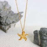 18K Gold Plated Starfish Pendant Necklace – Waterproof Stainless Steel Beach Vacation Jewelry for Women, Minimalist Chic Design