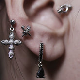 Dark Star Heart Cartilage Stud 925 Sterling Silver