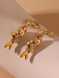 Enamel Koi Fish Pendant Earrings