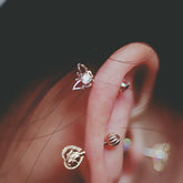 Heart Butterfly Double End Stud Sterling Silver