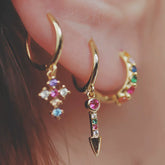 Colorful Cross Cartilage Hoop Sterling Silver