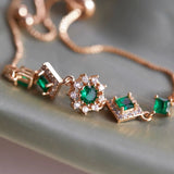 Original Olive Green Zircon Bracelet – Vintage Micro-Pave Dainty Jewelry, Unique Non-Mainstream Design