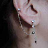 Double Piercing Teardrop Chain Sterling Silver