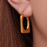 Hammered Geometric Solid Earrings – PVD 18K Gold-Plated, Minimal & Bold