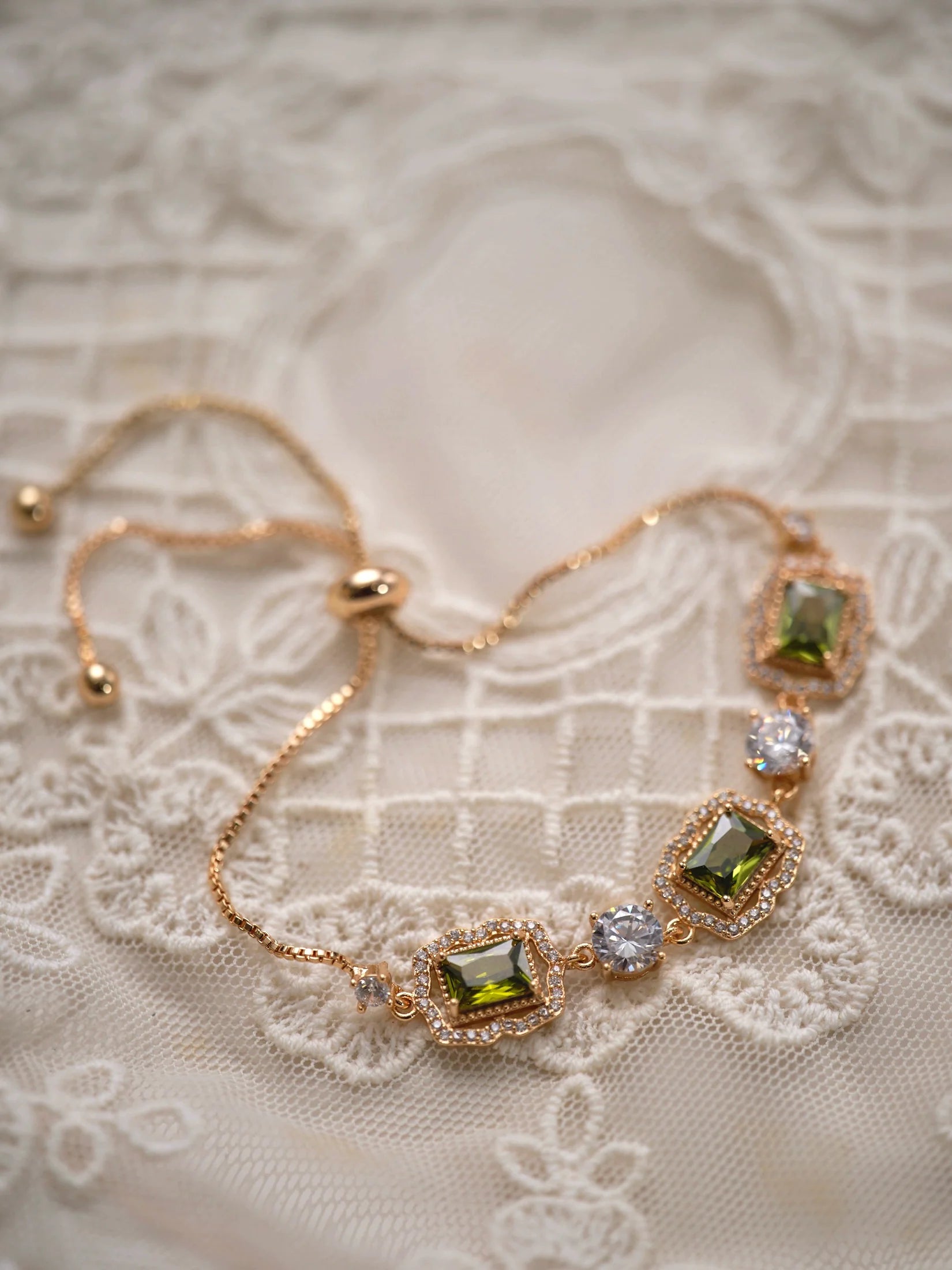 Original Olive Green Zircon Bracelet – Vintage Inspired Dainty Micro-Pave Jewelry, Unique Minimalist Design Original Olive Green Zircon Bracelet – Vintage Inspired Dainty Micro-Pave Jewelry, Unique Minimalist Design