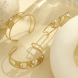 Ocean Series Starfish & Seashell Bangle – Stainless Steel Coastal Jewelry for Women, Trendy Minimalist Summer Bracelet