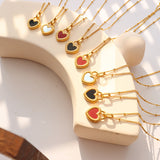 Double-Sided Heart Pendant Necklace – 18K Gold Plated Titanium Steel, Geometric Minimalist Design, Dainty Luxury Jewelry for Women