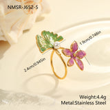 Purple Flower Leaf Ring