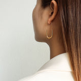 Long Safety Pin Drop Earrings – 18K Gold Plated Stainless Steel Statement Earrings