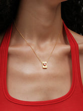 Square Box Heart Ruby Cubic Zirconia Necklace