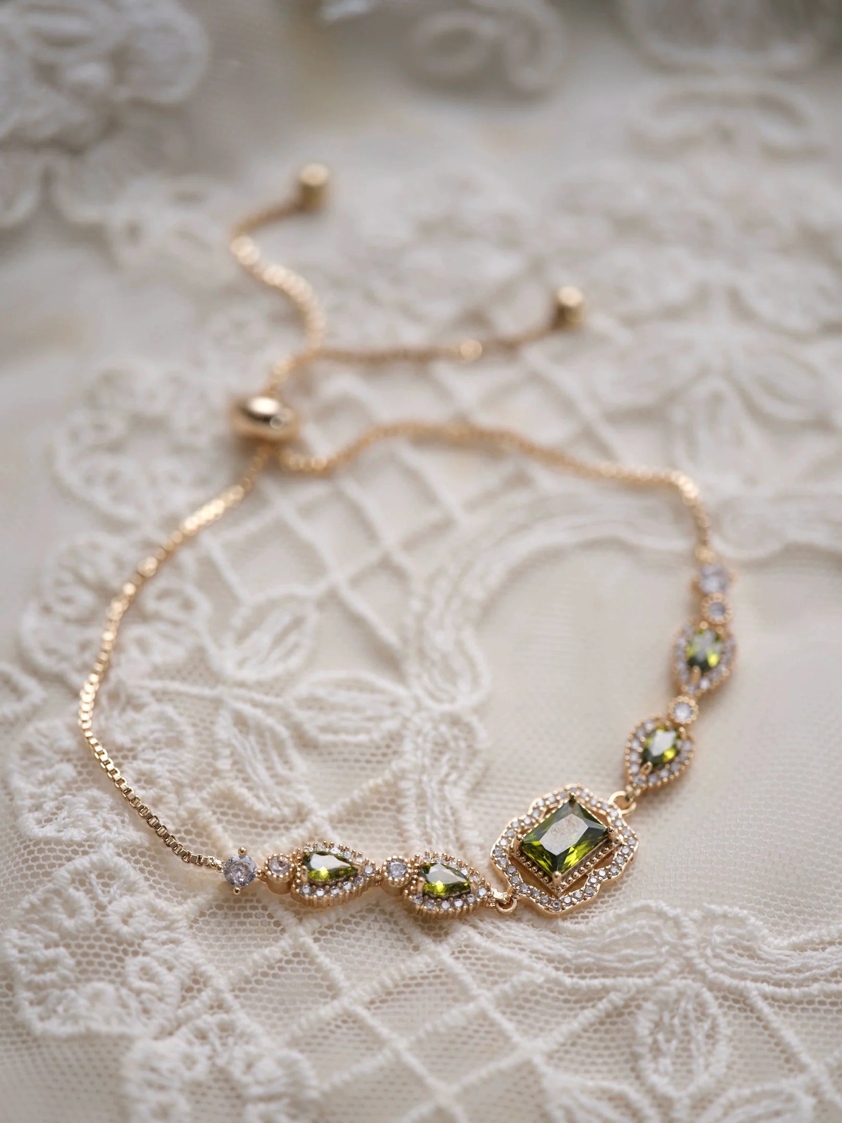 Original Olive Green Zircon Bracelet – Vintage Inspired Dainty Micro-Pave Jewelry, Unique Minimalist Design Original Olive Green Zircon Bracelet – Vintage Inspired Dainty Micro-Pave Jewelry, Unique Minimalist Design