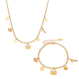 Heart Four-Leaf Clover Lock Necklace Bracelet