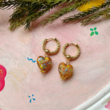 heart charm hoop earrings