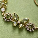 Misty Forest Olive Green Butterfly Zircon Jewelry Set – Earrings, Ear Cuffs, Bracelet & Necklace, Vintage-Inspired Sparkling Design