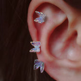 Iridescent Butterfly Helix Stud