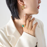 Triple C-Shaped Hollow Hoop Earrings – 18K Gold Plated Titanium Steel, Trendy Summer Statement Jewelry for Women