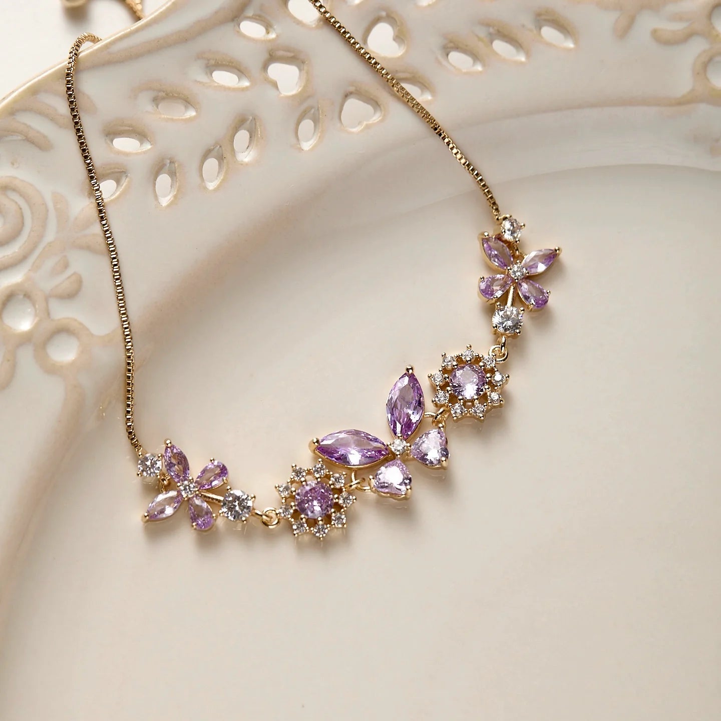 Midsummer Night’s Dream Purple Butterfly Zircon Jewelry Set – Earrings, Necklace & Bracelet, Unique Sparkling Design Midsummer Night’s Dream Purple Butterfly Zircon Jewelry Set – Earrings, Necklace & Bracelet, Unique Sparkling Design