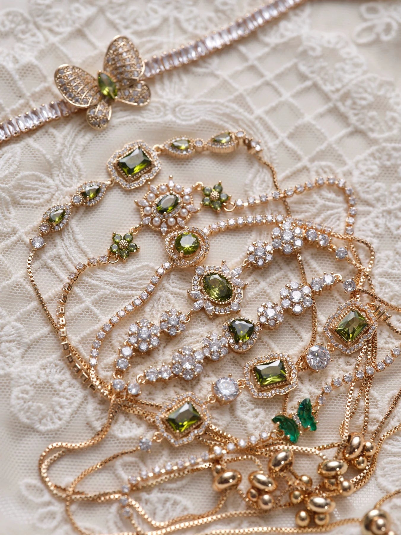 Original Olive Green Zircon Bracelet – Vintage Inspired Dainty Micro-Pave Jewelry, Unique Minimalist Design Original Olive Green Zircon Bracelet – Vintage Inspired Dainty Micro-Pave Jewelry, Unique Minimalist Design