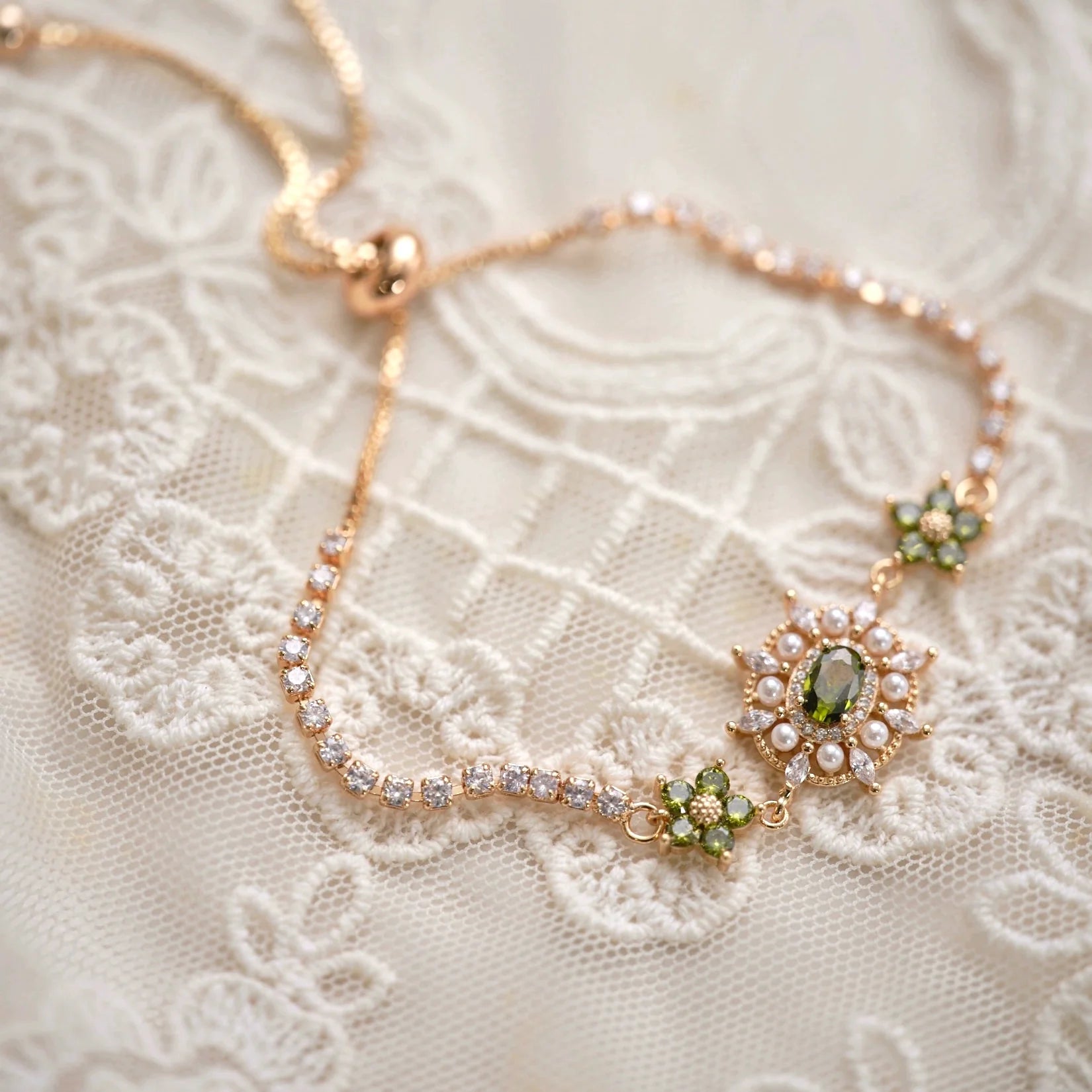 Original Olive Green Zircon Bracelet – Vintage Inspired Dainty Micro-Pave Jewelry, Unique Minimalist Design Original Olive Green Zircon Bracelet – Vintage Inspired Dainty Micro-Pave Jewelry, Unique Minimalist Design