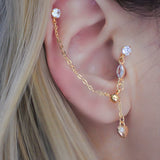 Double Piercing Teardrop Chain Sterling Silver