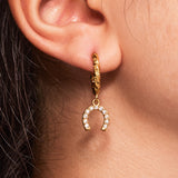 5A Zircon Horseshoe Hoop Earrings – PVD Gold Plated Stainless Steel, Minimalist Sparkling Pendant Jewelry