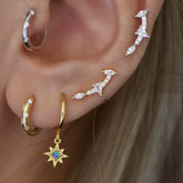 Eight Point Star Opal Hoop