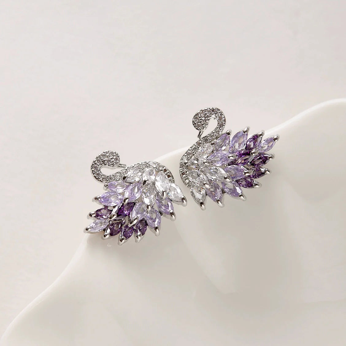 Midsummer Night’s Dream Collection – Vintage Swan Jewelry with Sparkling Purple Zircon (Stud Earrings, Ear Cuff, Necklace, Bracelet) Midsummer Night’s Dream Collection – Vintage Swan Jewelry with Sparkling Purple Zircon (Stud Earrings, Ear Cuff, Necklace, Bracelet)