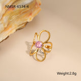 Flower Pink Crystel Ring