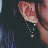 Eight Point Star Chain Earring