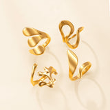 Twisted Open Ring for Women – Stainless Steel Irregular Adjustable Band, Modern Minimalist Titanium Steel Jewelry