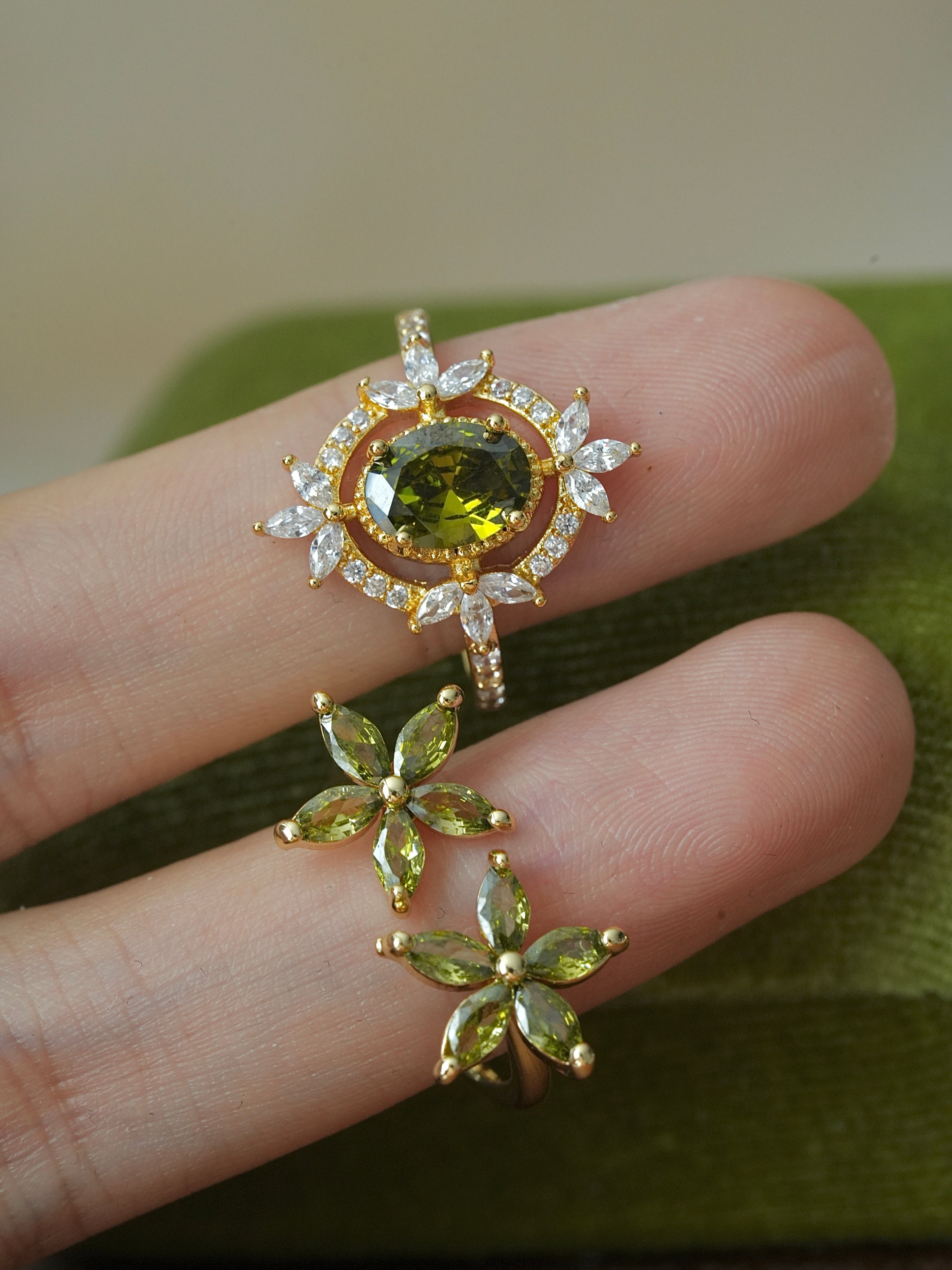 floral adjustable ring