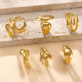 Irregular Stainless Steel Statement Ring – Minimalist Adjustable Titanium Steel Ring for Women, Modern Fashion Jewelry