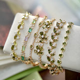 Misty Forest Olive Green Zircon Bracelet – Vintage-Inspired Forest Chic Luxury Jewelry