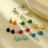 Minimalist Color Enamel Waterdrop Earrings – Stainless Steel Lightweight Luxury Statement Jewelry for Women, Tarnish-Free & Chic