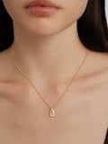 S925 Sterling Silver Matte Gold Mini Square Pendant Necklace