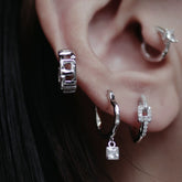 Heavy Square Statement Ear Earrings 925 Sterling Silver